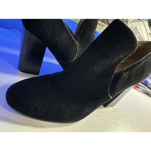 Lucky Brand 7.5 M Wyshing Suede Heeled Slip on Bootie Pumps Black Women's Shoes - Picture 2 of 16